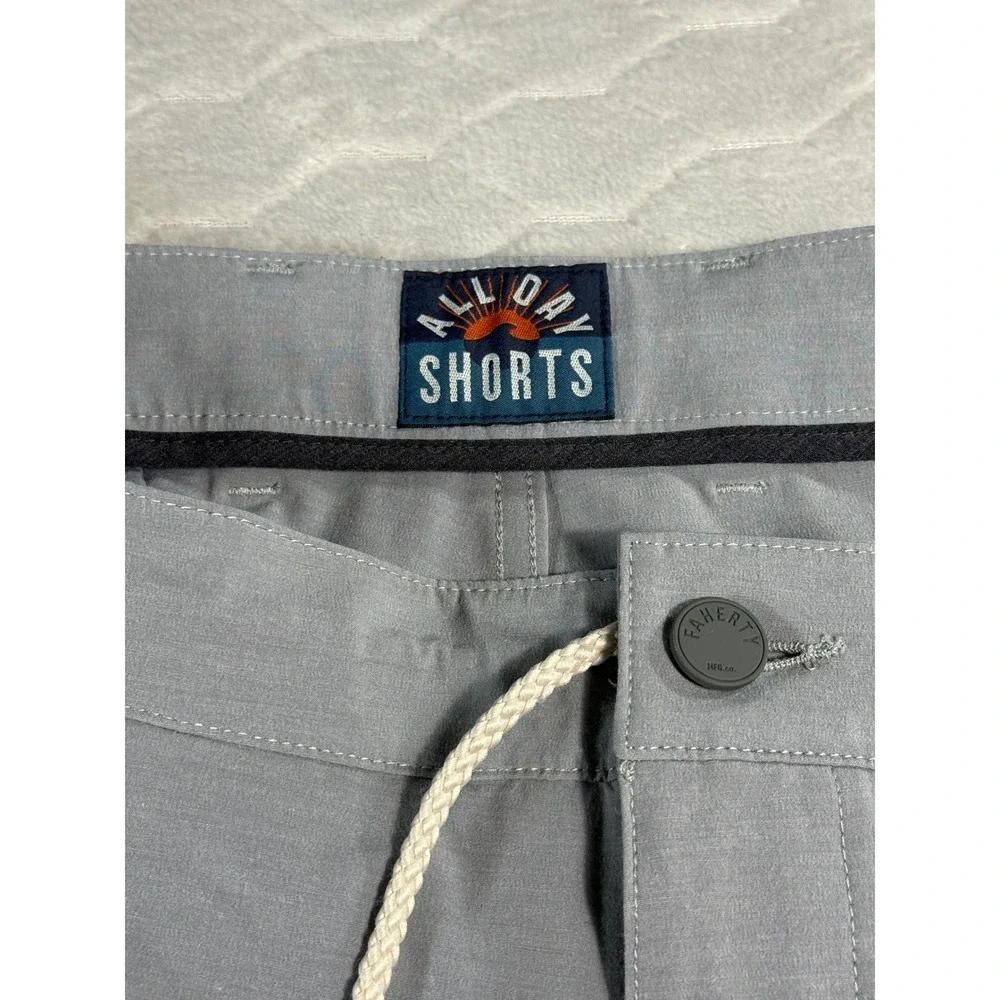 Faherty All Day Shorts Mens 36 Grey Hybrid Hiking Camping Travel Stretch